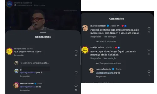 
				
					Márcia Dantas e Felipeh Campos armam barraco após comentário sobre SBT
				
				
