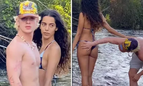 
				
					Marina Sena choca com topless e ganha 'mão boba' de Juliano Floss
				
				