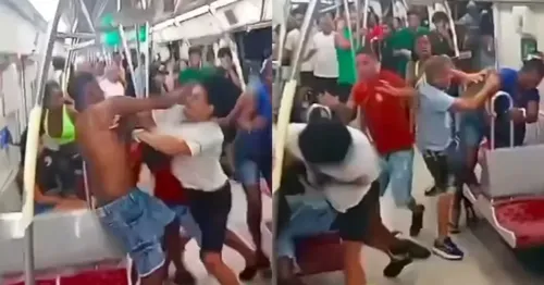 
				
					Passageiros trocam socos e chutes em briga generalizada no metrô
				
				