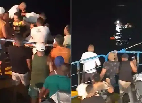 
				
					Pessoas são resgatadas por tripulantes de ferry após naufrágio na BA
				
				