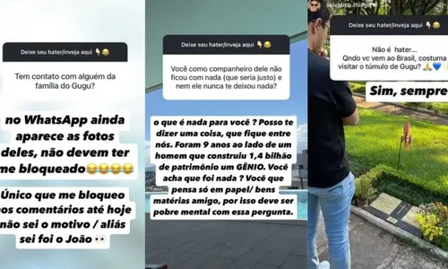 
				
					Thiago Salvático visita túmulo e faz acusação contra filho de Gugu
				
				