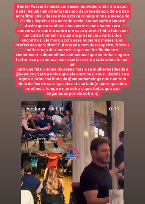 
				
					Suposta ex acusa ex-BBB Gustavo de traição com amigo: 'Mesma cama'
				
				