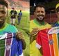 
                  Vini Jr. surge com camisa da torcida LGBT do Bahia no Barradão