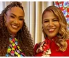 Aline Patriarca posa com Mani Reggo em festa de aniversário da ex-BBB