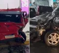 Carro de luxo invade estacionamento e atinge três veículos em Salvador