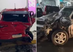 Carro de luxo invade estacionamento e atinge três veículos em Salvador