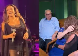 Daniela Mercury canta com filha e netas em festa de luxo e se emociona