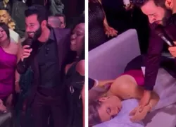 Gusttavo Lima tenta acordar convidada em festa de Éder Militão; VÍDEO