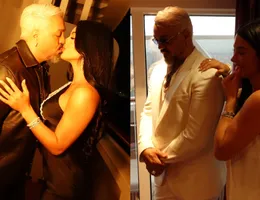 Belo e Rayane Figliuzzi trocam carícias em show de Alcione; VÍDEO