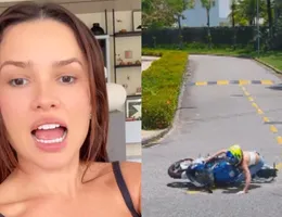 Juliette sofre queda de moto que ganhou do namorado; vídeo