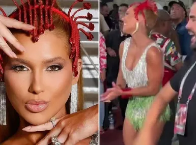 Virginia usa look pesadíssimo e ignora treta com Guedez na Grande Rio