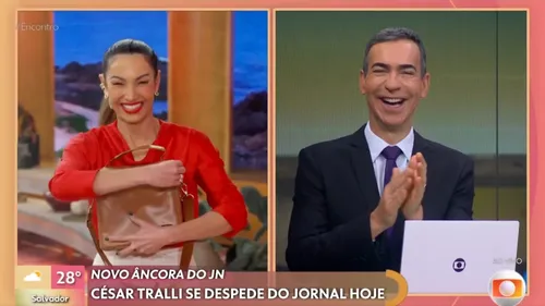 
					Ana Maria manda surpresa para César Tralli em despedida do Jornal Hoje
				
				