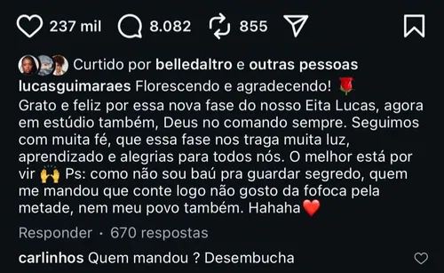 
					Carlinhos Maia não esconde ciúmes após Lucas Guimarães ganhar presente
				
				