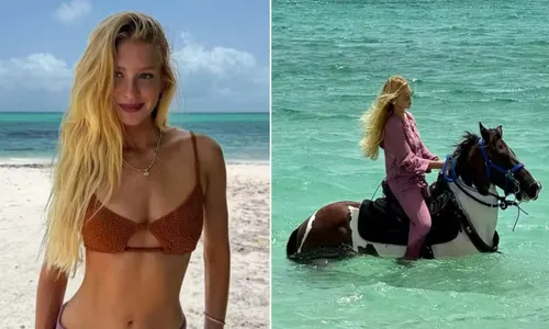 
					De biquíni, Marina Ruy Barbosa causa alvoroço com cavalo dentro do mar
				
				