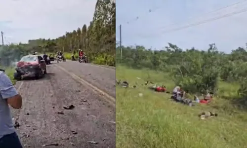 
					Dois jovens morrem e oito ficam feridos em batida entre carro e motos
				
				