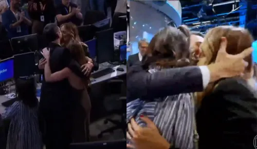   					Globo quebra protocolo e Ticiane Pinheiro da beijão em Tralli no JN  				  				