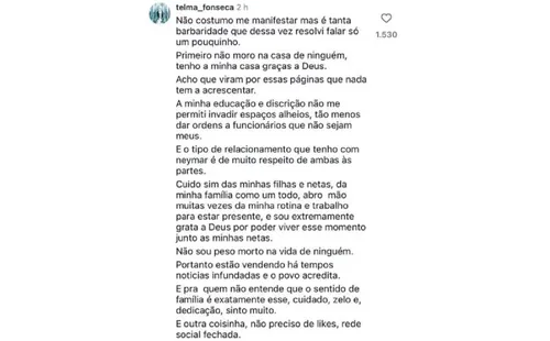 
					Mãe de Bruna Biancardi abre o jogo sobre climão com Neymar em mansão
				
				