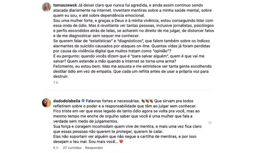 
					Namorada de Dado faz novo desabafo e ator reage: 'Querem te calar'
				
				