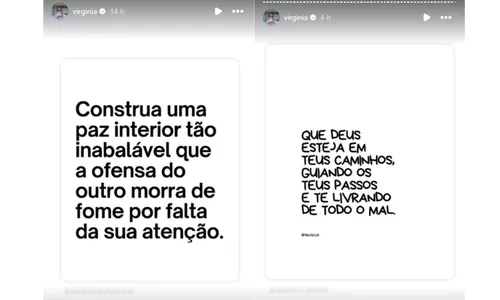 
					Virginia posta reflexão após Zé Felipe surgir aos beijos: 'Morra'
				
				