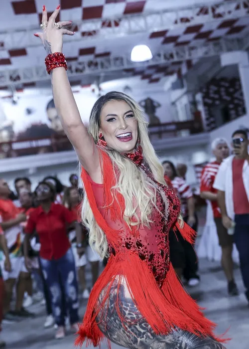 
					Andressa Urach mostra tudo com look transparente em escola de samba
				
				