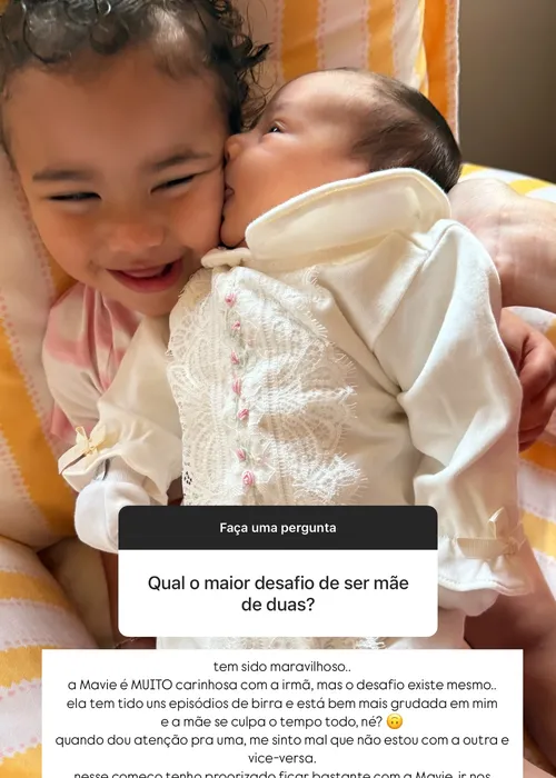 
					Bruna Biancardi revela ciúme da filha mais velha: 'Grudada em mim'
				
				