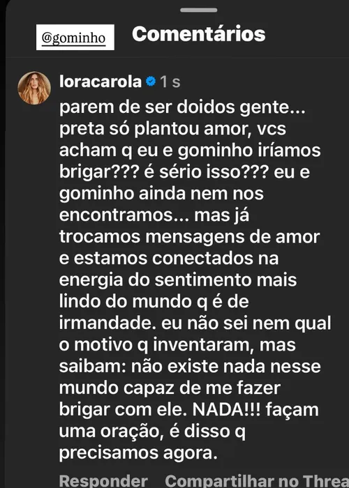   					Carolina Dieckmmann se pronuncia de possível briga com Gominho  				  				