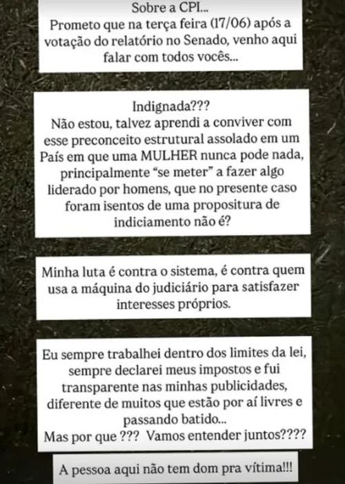 
				
					Deolane desabafa após indiciamento na CPI das Bets: 'Contra o sistema'
				
				
