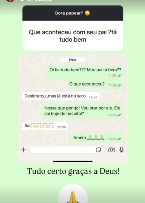 
					Filha de Leonardo atualiza estado de saúde do cantor após internação
				
				