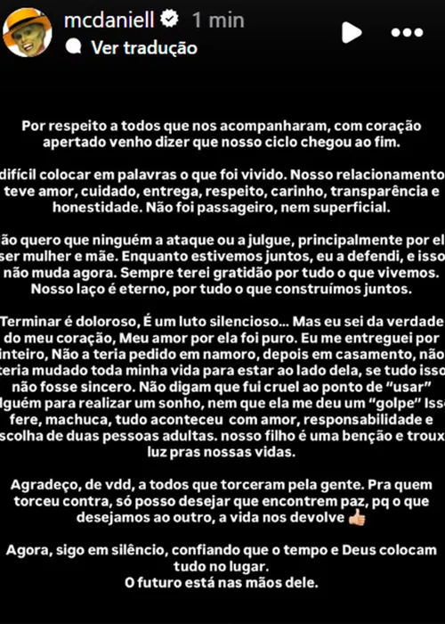 
					MC Daniel quebra o silêncio sobre noitada com Vini Jr. após término
				
				