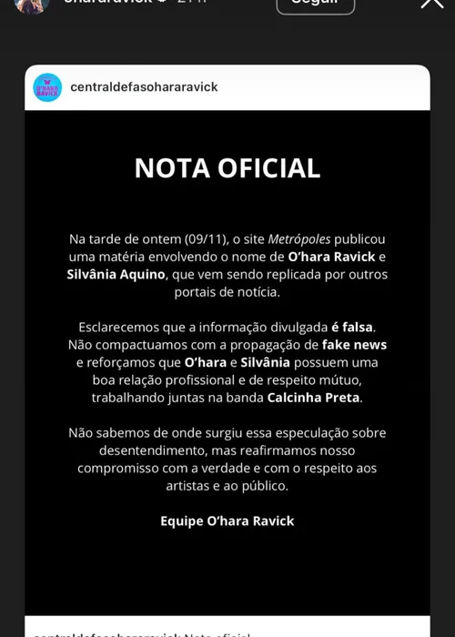 
					O’hara quebra silêncio sobre polêmica com Silvânia no Calcinha Preta
				
				