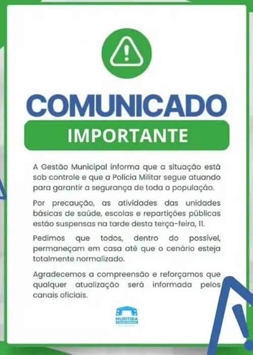 
					Prefeitura na BA indica que cidadãos não saiam de casa após tiroteio
				
				