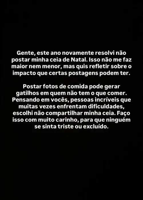 
					Rico Melquiades explica decisão de não expor ceia de Natal: 'Gatilho'
				
				