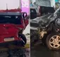 
                  Carro de luxo invade estacionamento e atinge três veículos em Salvador
