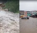Riacho transborda e causa diversos alagamentos no centro de Cachoeira
