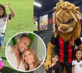 Liz, filha de Lore Improta e Léo Santana, vira 'pé quente' no Barradão