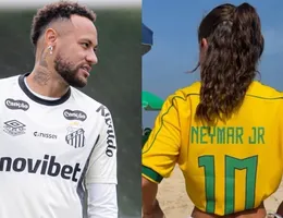 Modelo que ganhou curtida de Neymar posa com camisa do jogador