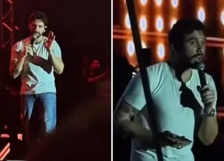 Gustavo Mioto dá bronca após gravar áudio para ex tóxico de fã em show
