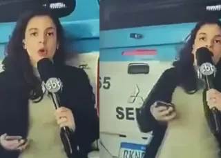 Repórter do SBT é atropelada ao vivo por carro de polícia no RJ