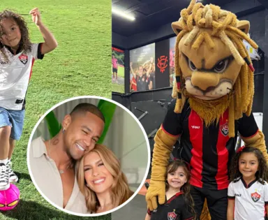 Liz, filha de Lore Improta e Léo Santana, vira 'pé quente' no Barradão