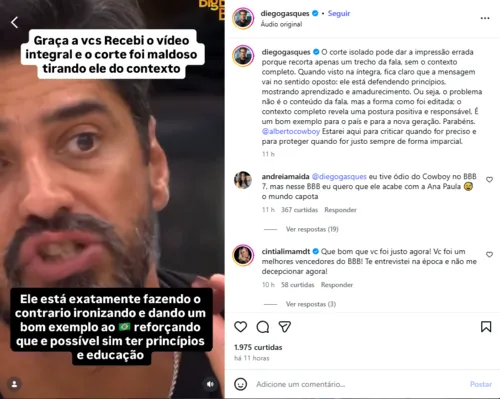 
					BBB 26: Diego Alemão defende Cowboy em treta com Ana Paula: 'Parabéns'
				
				