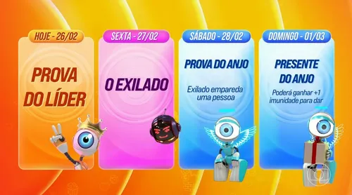 
					BBB 26: semana terá Paredão falso e dinâmica do exilado; entenda
				
				