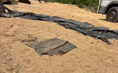 
					Carreta carregada com soja tomba e provoca congestionamento na BR-324
				
				