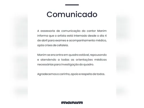 
					Equipe de Manim Vaqueiro expõe verdadeiro motivo da internação
				
				