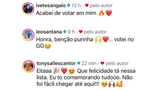 
					Ivete e outros famosos reagem às indicações do Troféu De Hoje a Oito
				
				