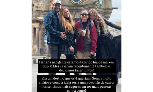 
					Marcela Mc Gowan e Luiza Martins dividem lua de mel com outro casal
				
				