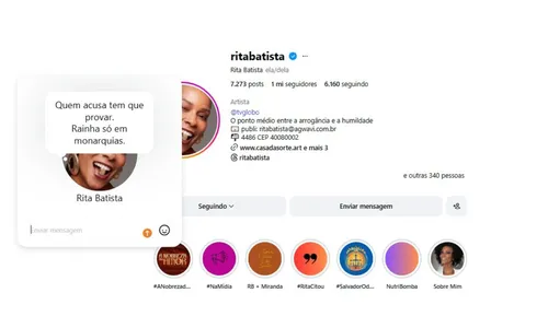 
					Rita Batista manda recado e web aponta indireta para Daniela Mercury
				
				