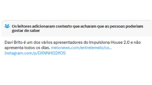 
					'Sumiço' de Davi Brito em estreia de reality que apresenta agita web
				
				