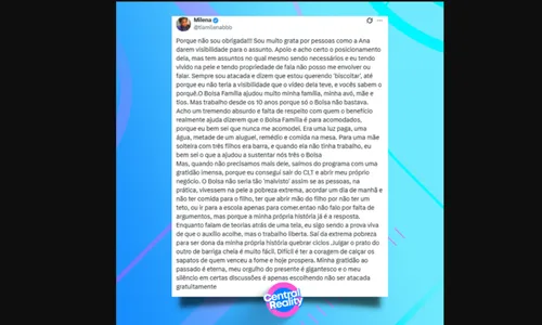 
					Tia Milena faz forte desabafo após vídeo de Ana Paula Renault
				
				