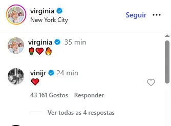 
					Virginia surge com presente romântico e Vini Jr reage
				
				