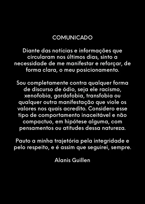 
					Alanis Guillen termina namoro com produtora após comentários polêmicos
				
				